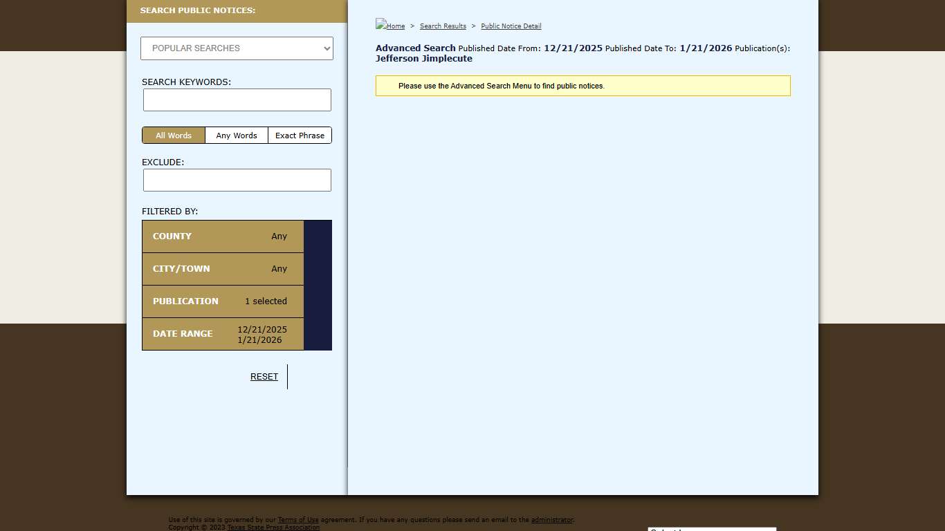 Public Notices Texas State | Texas State Press Association
