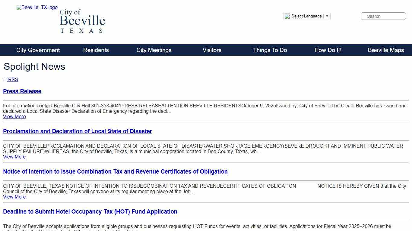 Official Website of Beeville, Texas - Spolight News
